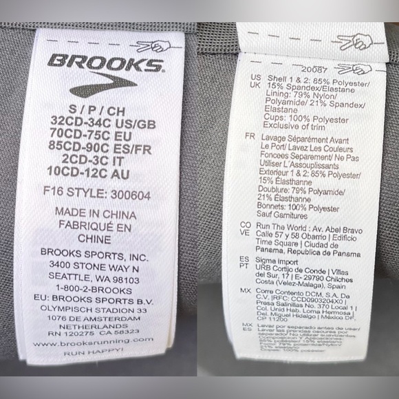 Brooks Moving Comfort Fine Form Sports Bra In Poppy/Asphalt Sz 32CD-34C Small. - Picture 10 of 16